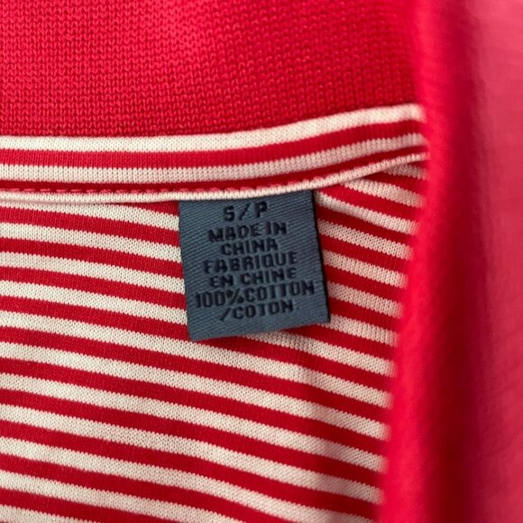 Dockers Tour Athletic SS Striped 3 Button Cotton Polo Shirt Red White Sz S NWOT - Picture 9 of 11